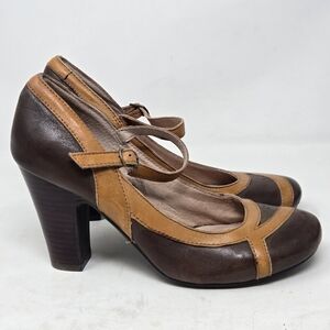 MIZ MOOZ Women's Leather Derby Style Heeled Mary Jane Shoes Size 7.5 | 38 Retro